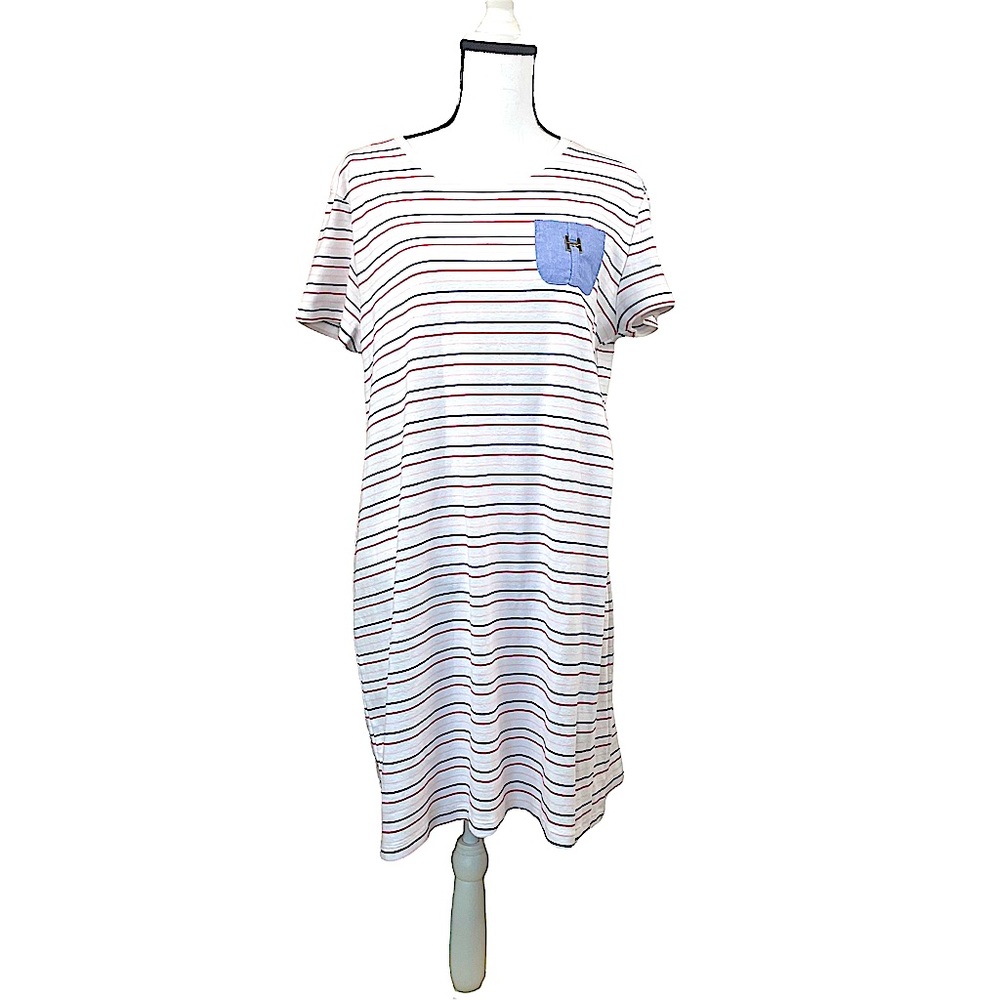 SOLD Tommy Hilfiger Striped T-Shirt Dress
With Chambray Statement Pocket Size XL
